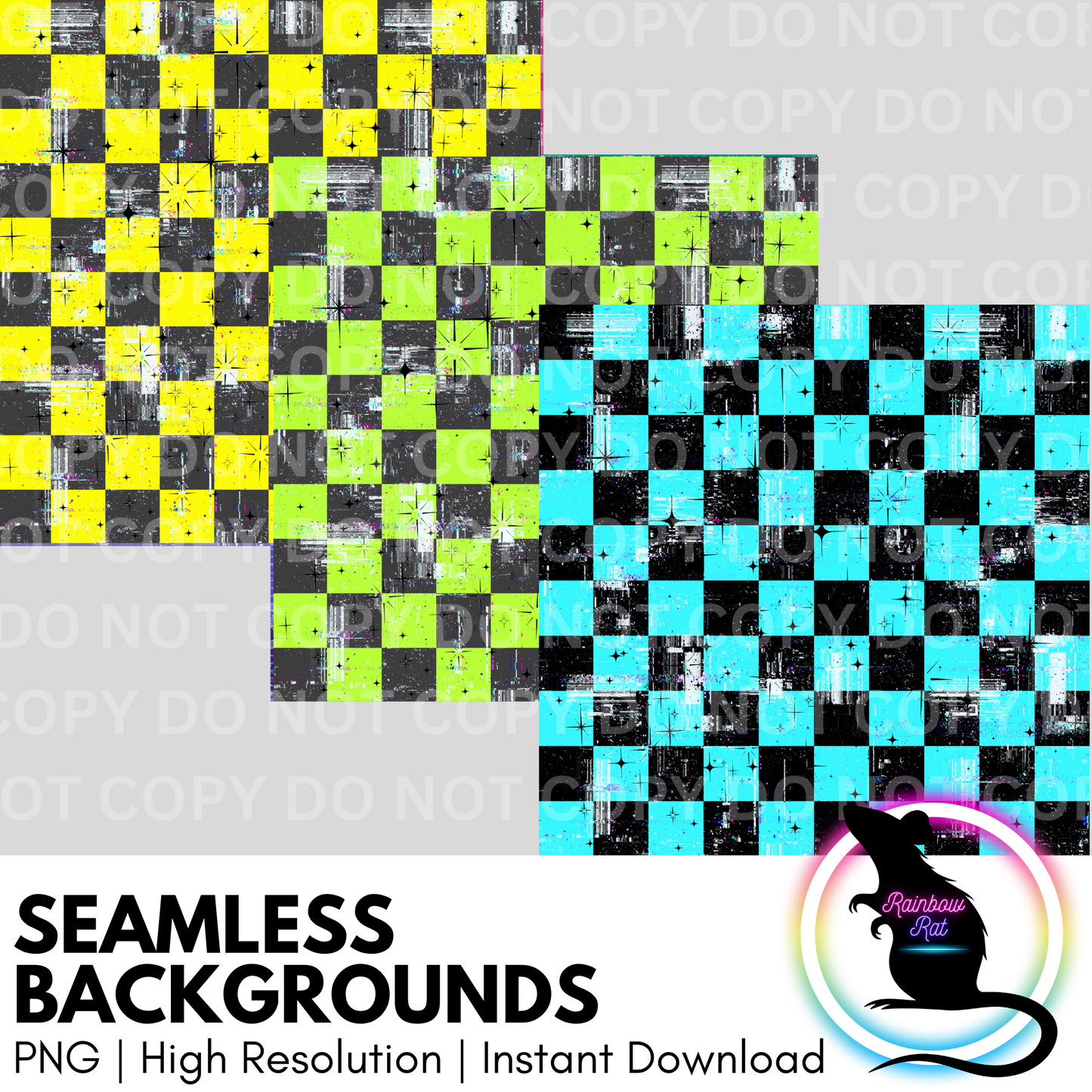Distressed Checkered- Seamless Background (3 pack)