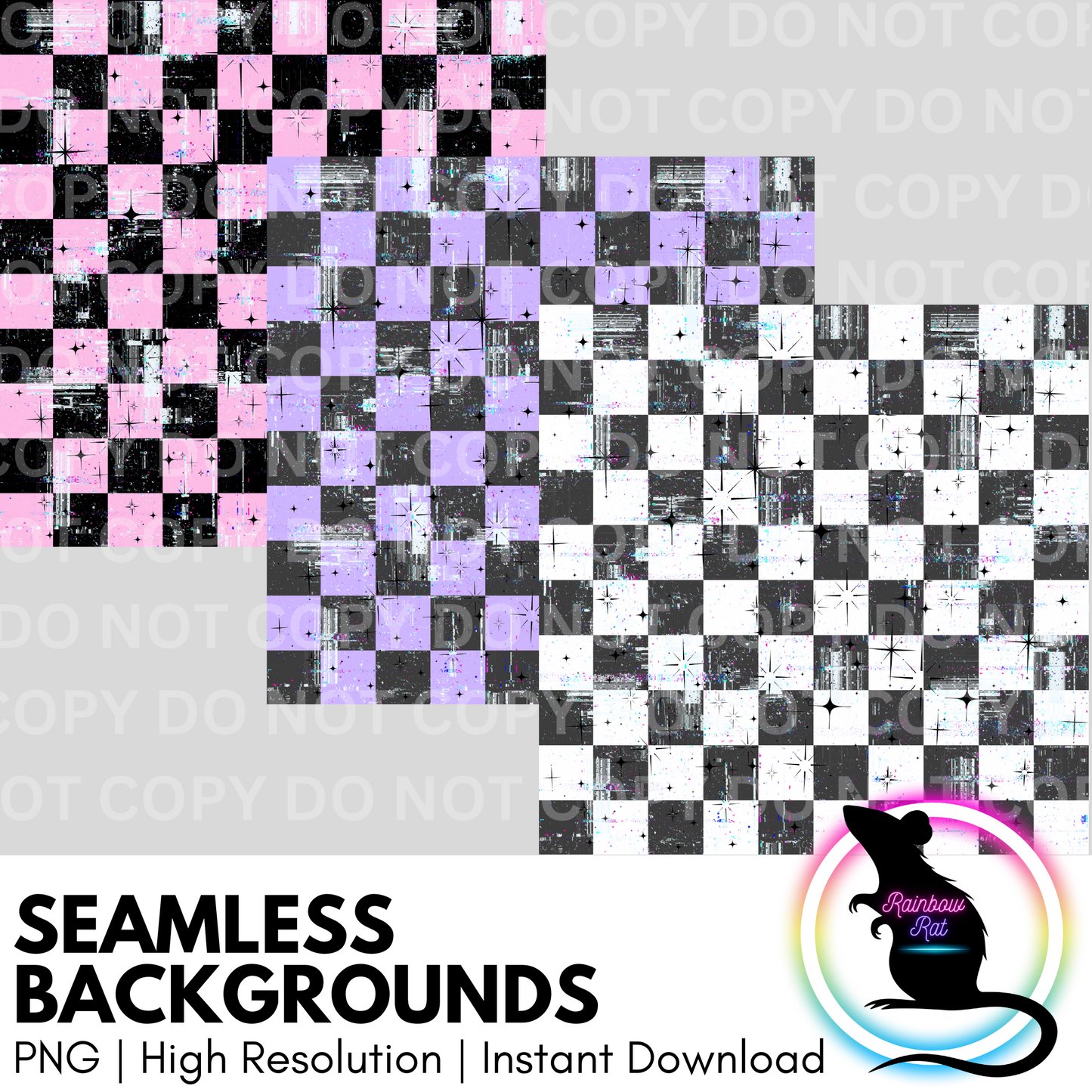 Distressed Checkered- Seamless Background (3 pack)