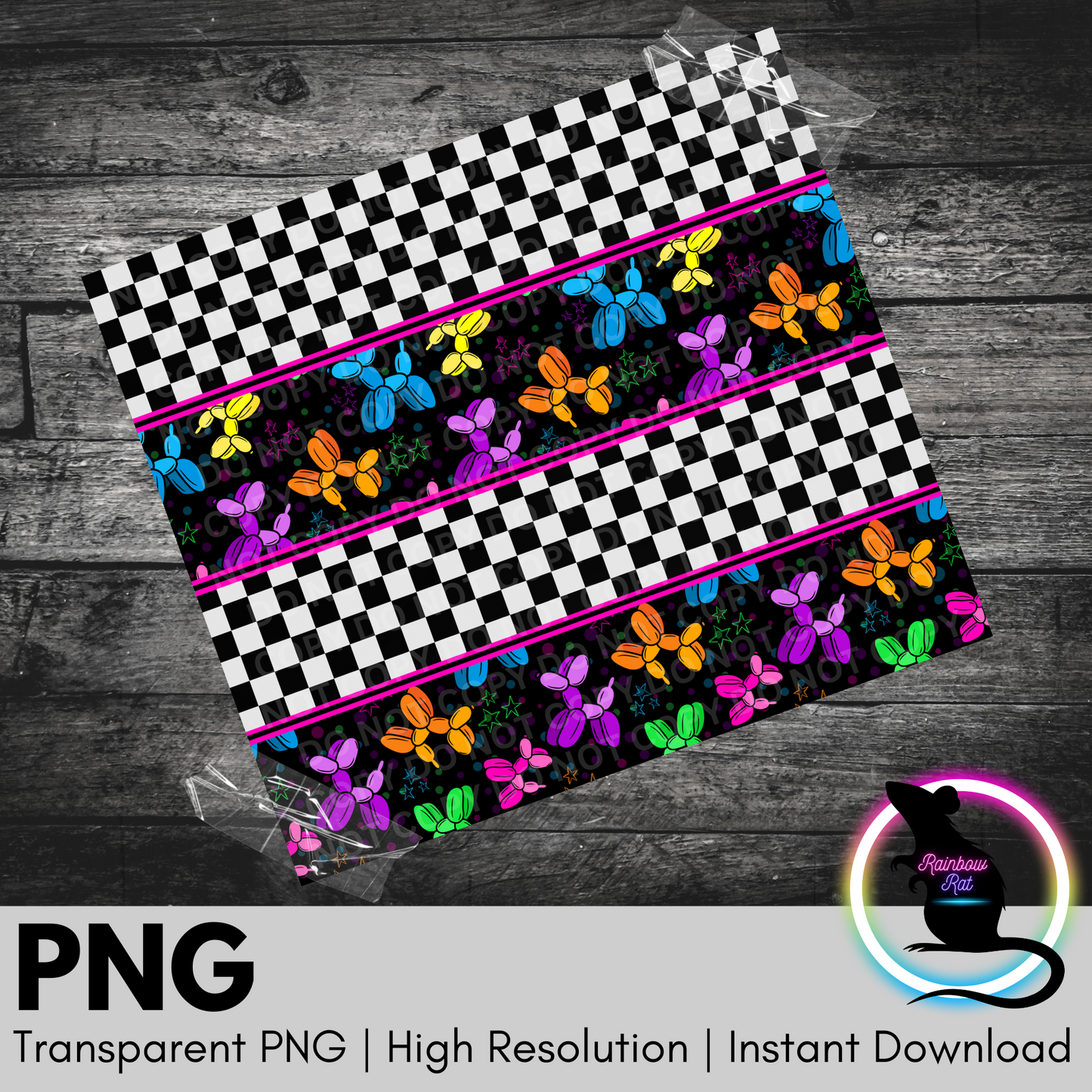 Balloon Dogs & Checkers- 20oz Tumbler Wrap
