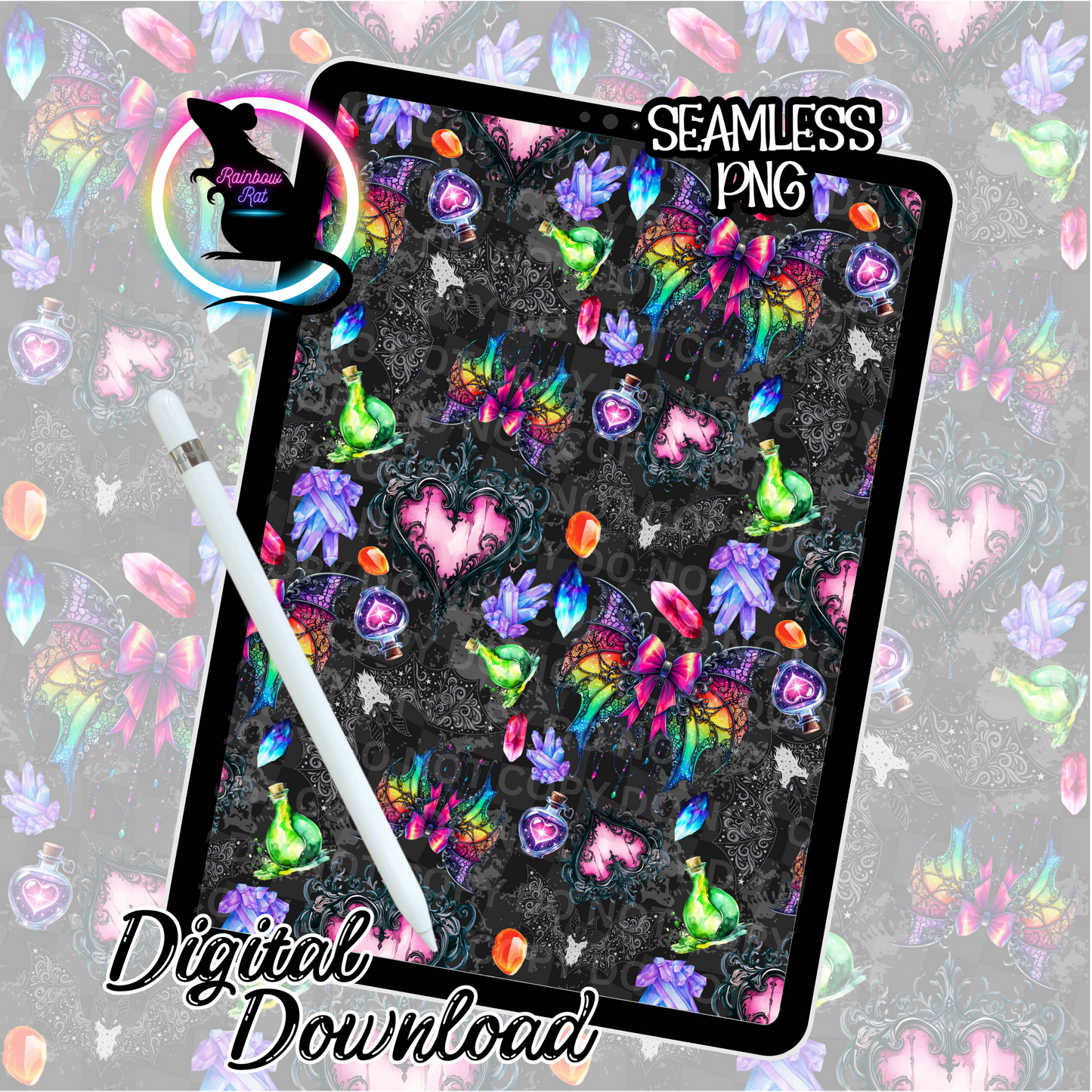 Witchy Rainbow- Seamless Design