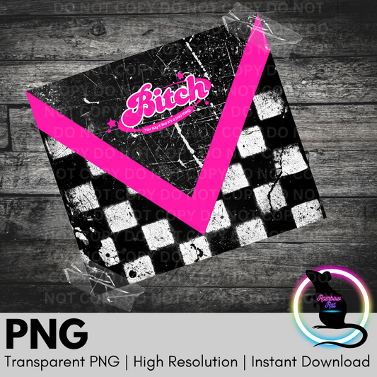 V-Split Hot Pink/Checkered B*tch- 20oz Tumbler Wrap