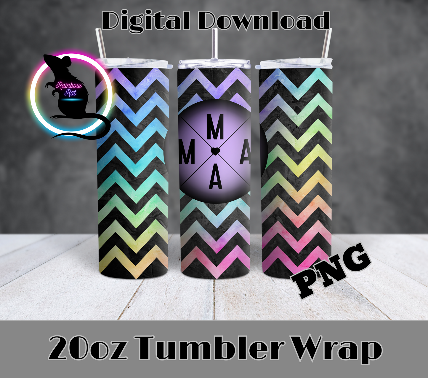 Rainbow Chevron Mama- 20oz Tumbler Wrap