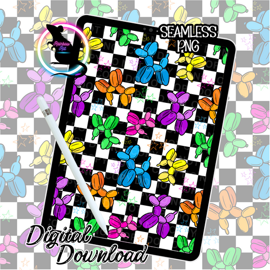 Rainbow Balloon Dogs- Seamless Design