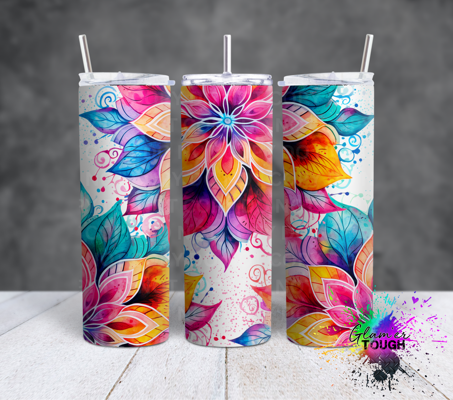 Bright Floral Mandala- 20oz Tumbler