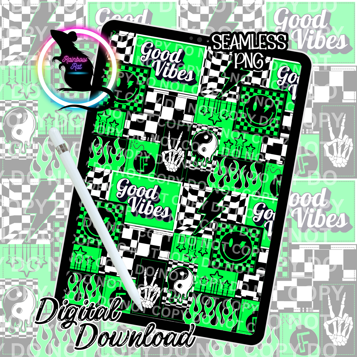 Good Vibes Patchwork- Seamless Design