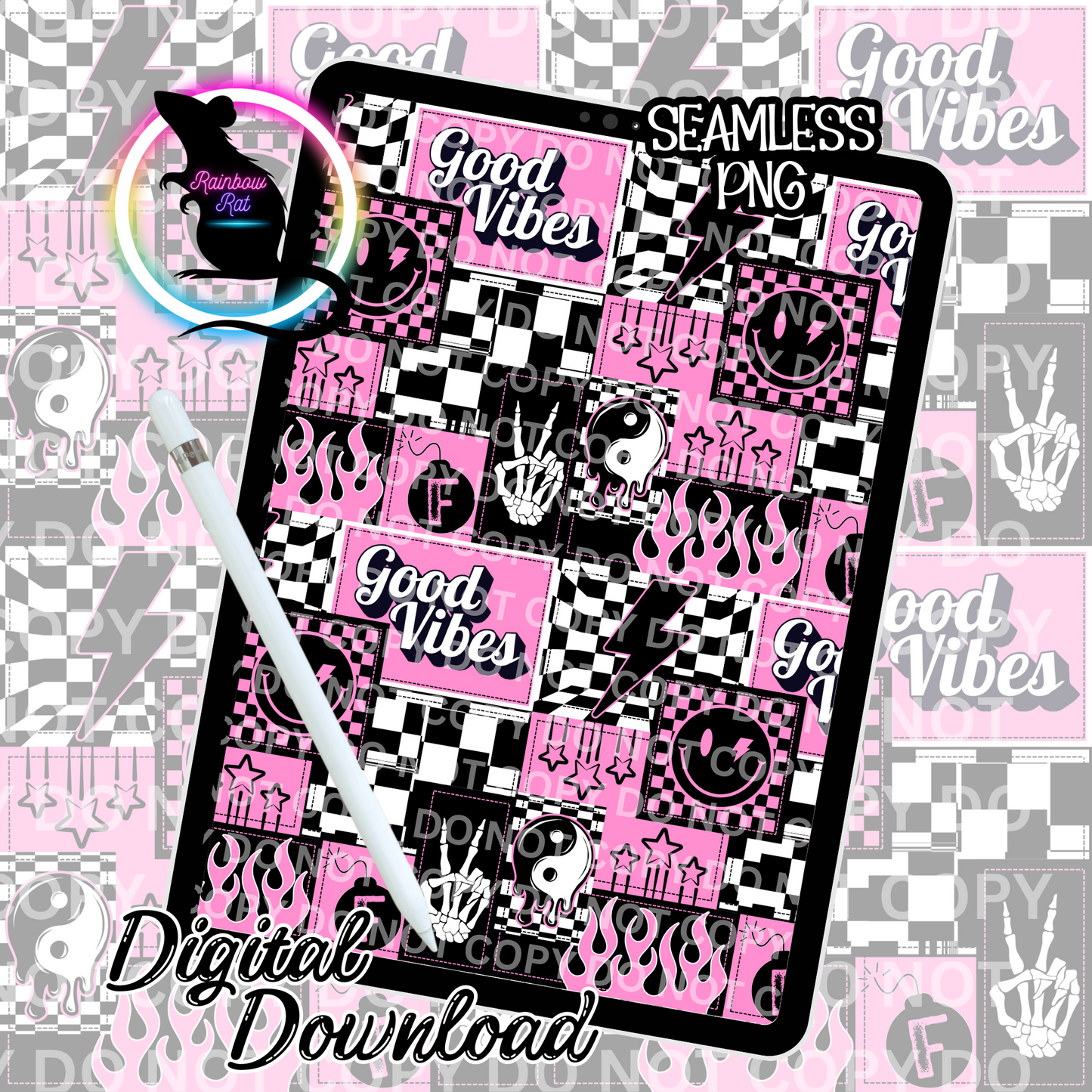 Good Vibes Patchwork- Seamless Design