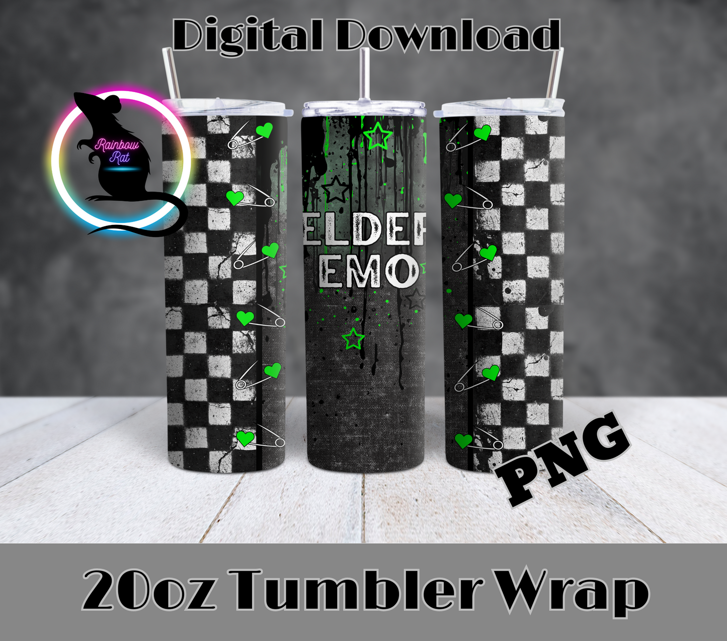 Elder Emo Neon Grunge- 20oz Tumbler Wrap