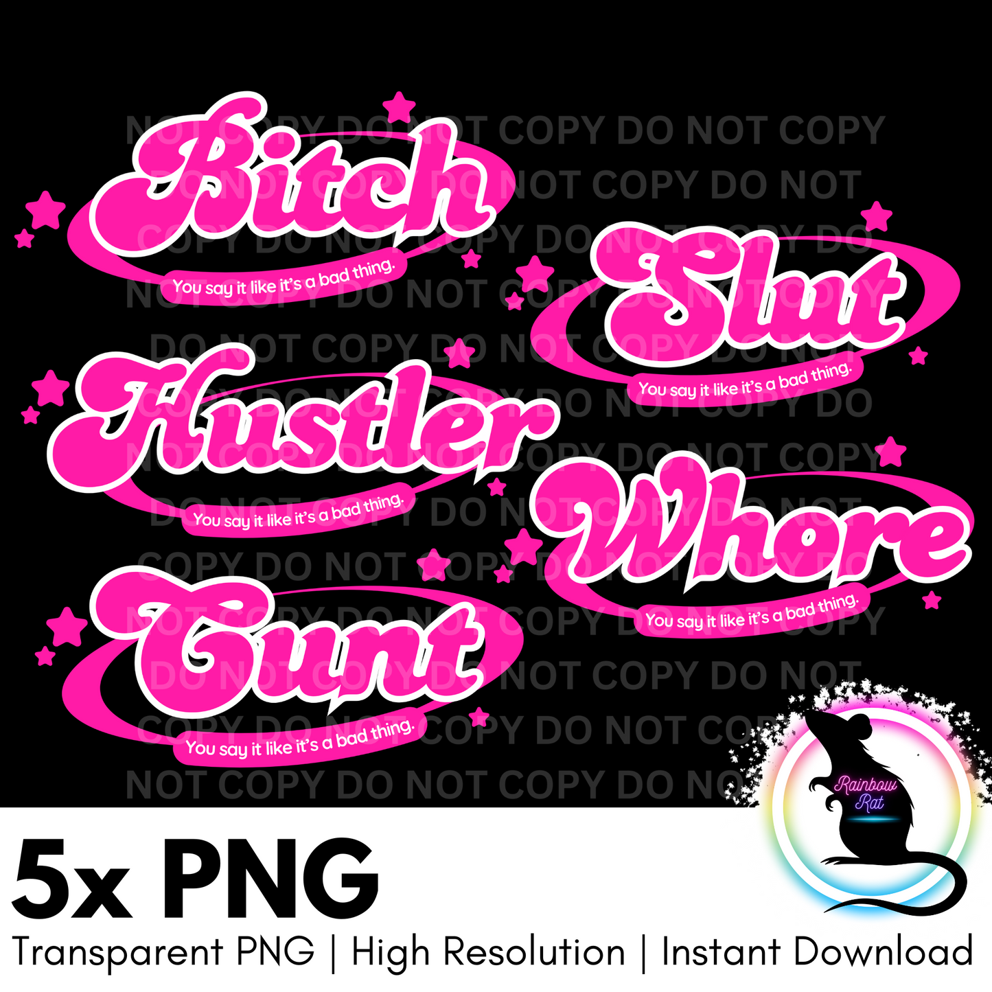 Hot Pink Sweary Set- PNG