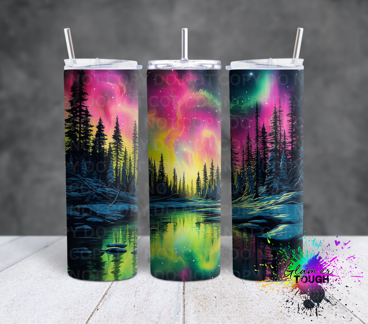 Neon Northern Lights- 20oz Tumbler