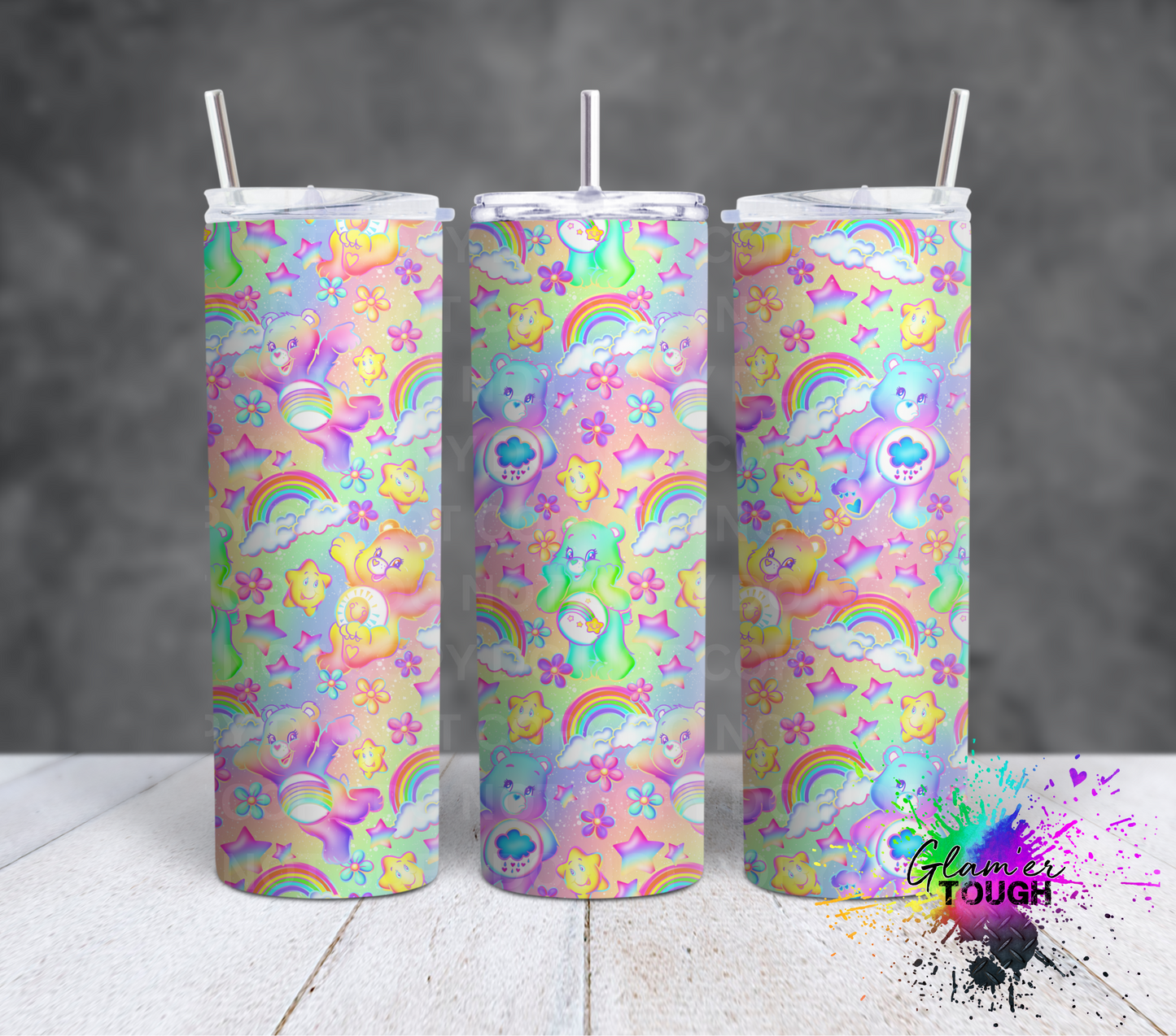 Rainbow Caring Bears- 20oz Tumbler
