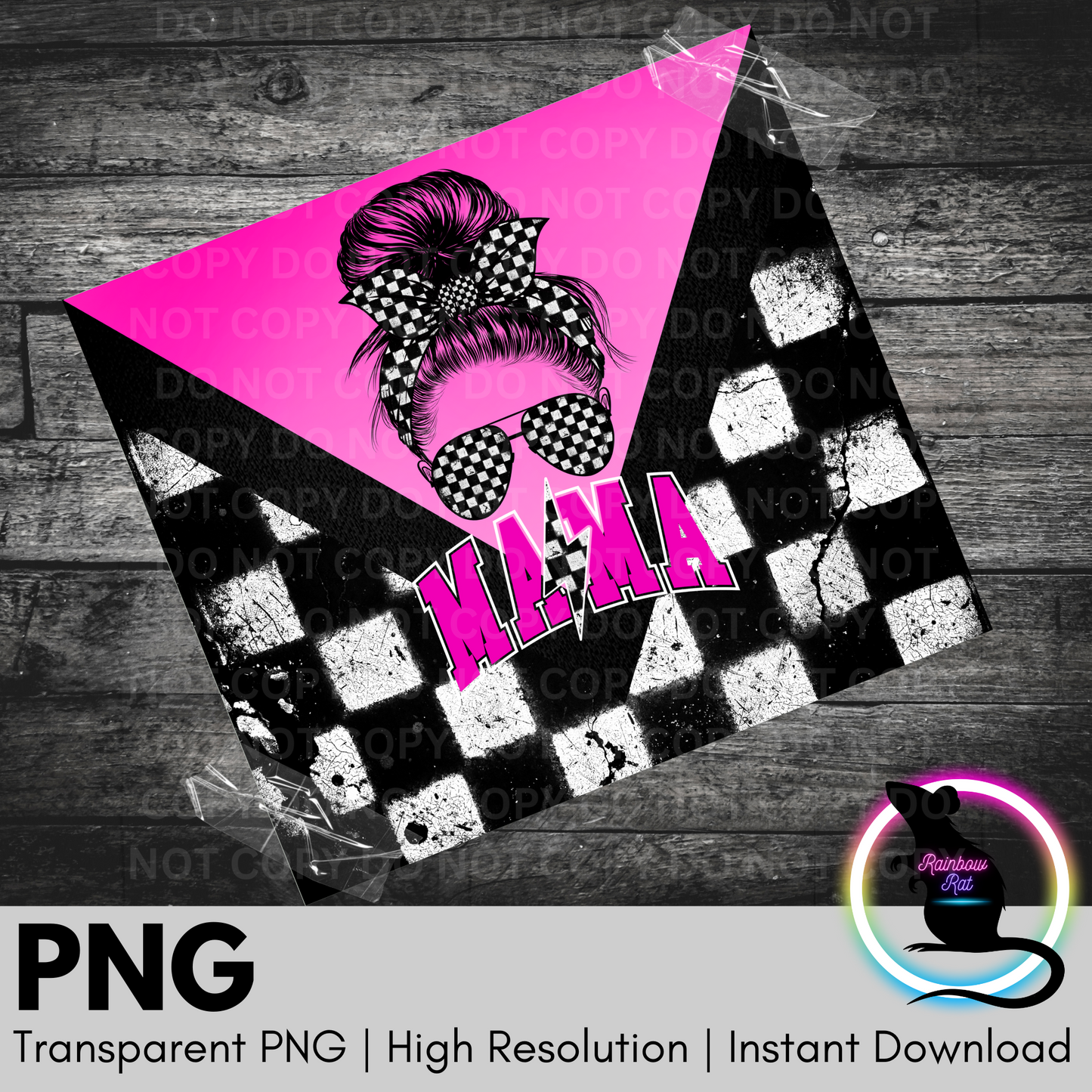 V-Split Hot Pink/Checkered Mama- 20oz Tumbler Wrap