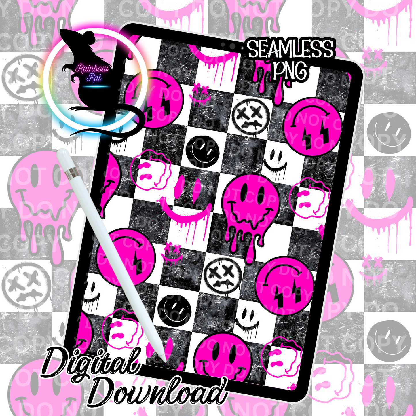 Smiley Face Grunge- Seamless Design