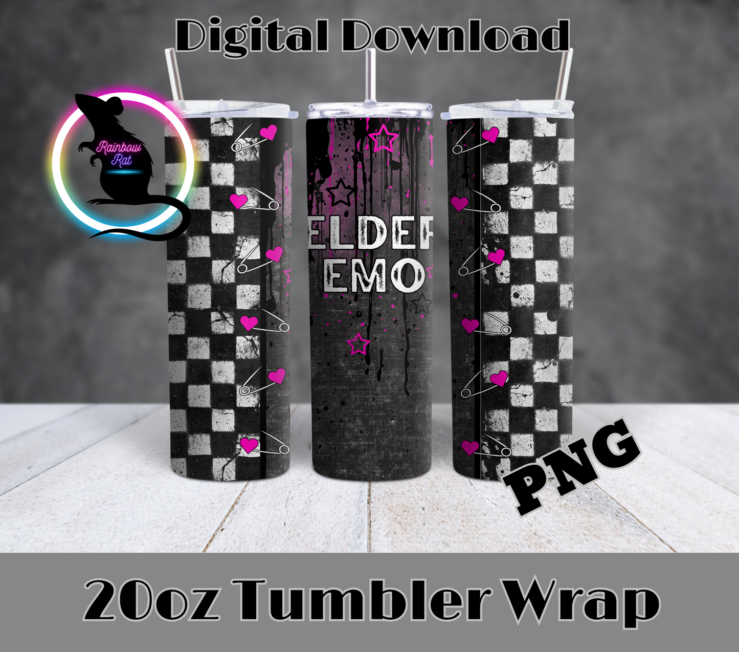 Elder Emo Neon Grunge- 20oz Tumbler Wrap