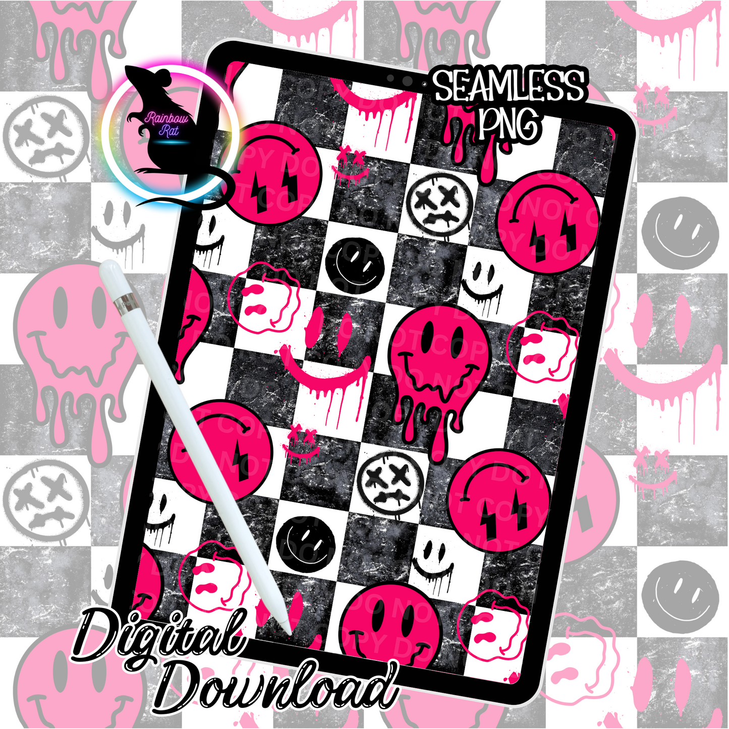 Smiley Face Grunge- Seamless Design