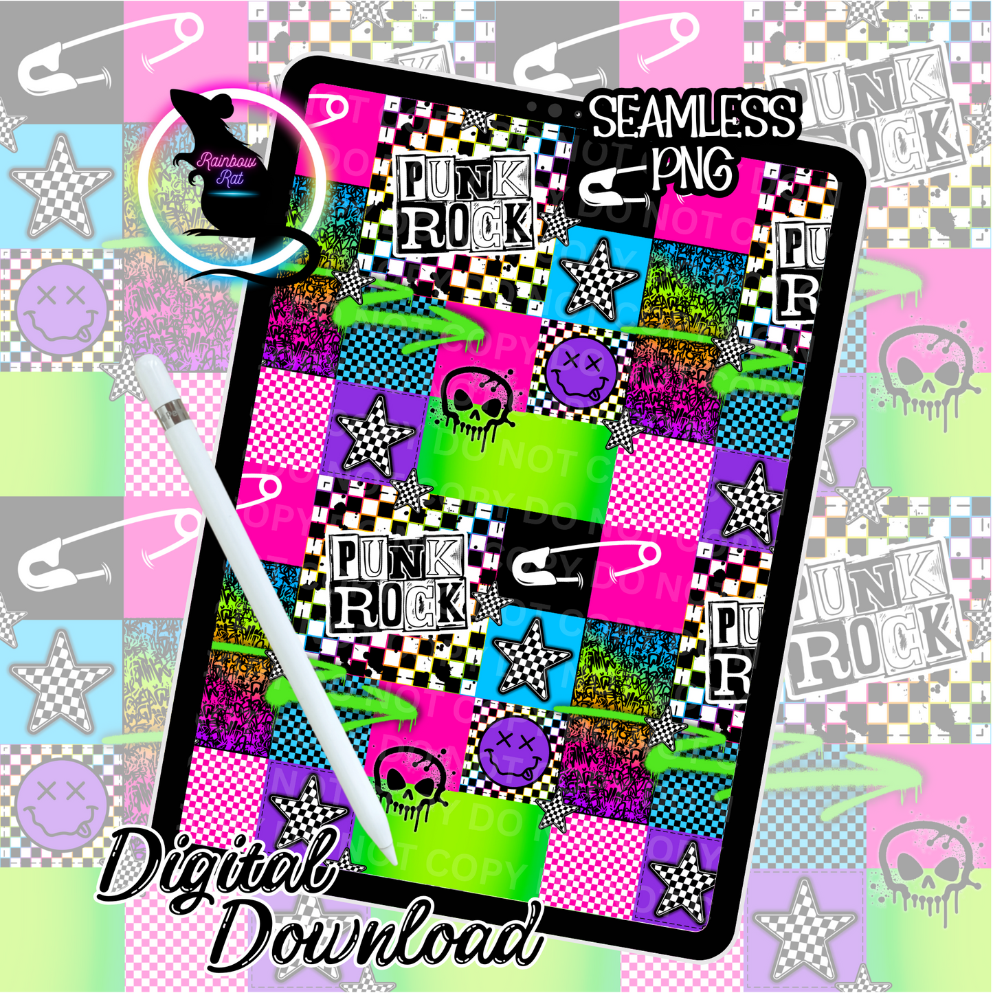 Punk Rock Patchwork- Seamless Design