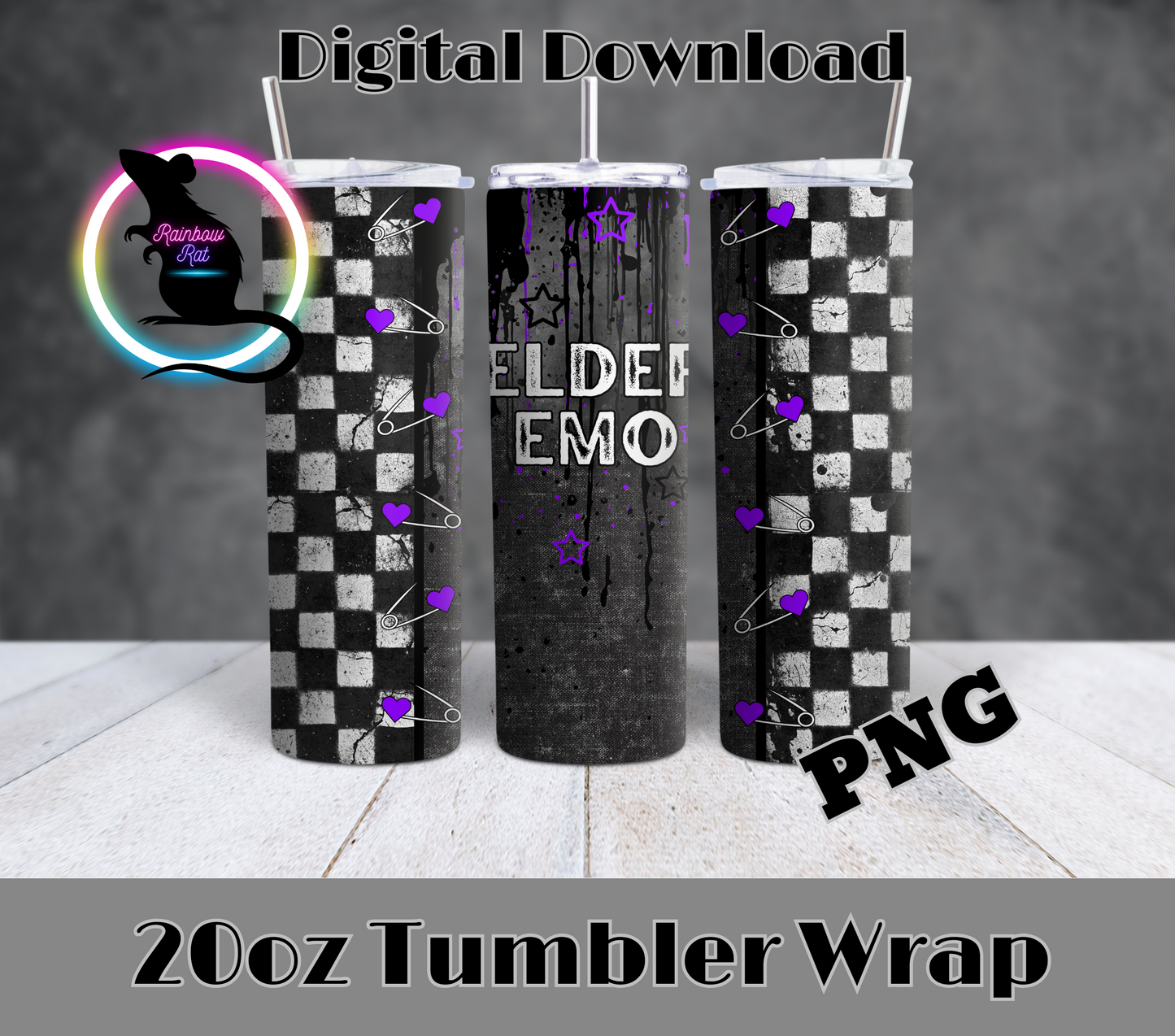 Elder Emo Neon Grunge- 20oz Tumbler Wrap