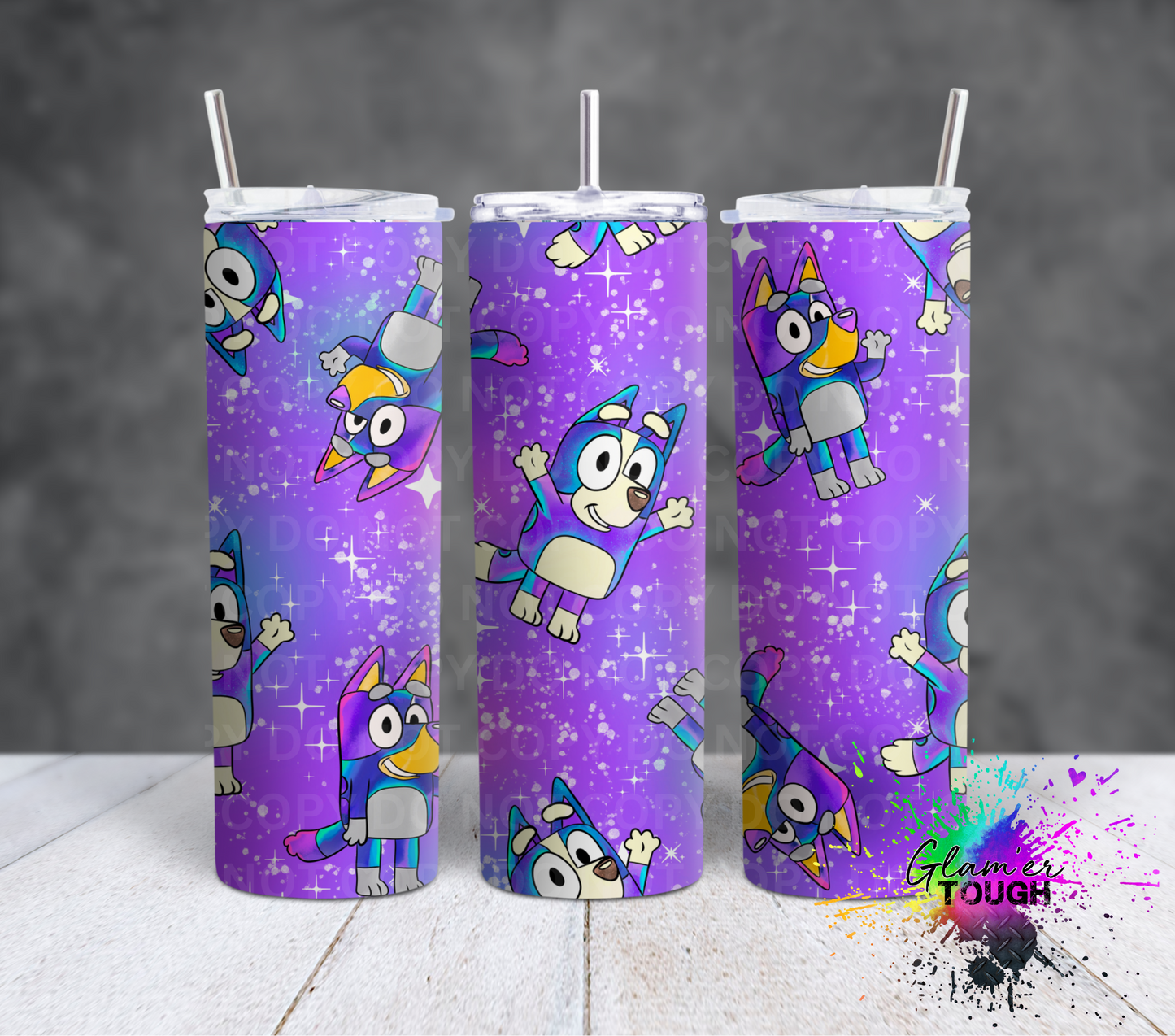 Purple Galaxy Blue Dog- 20oz Tumbler