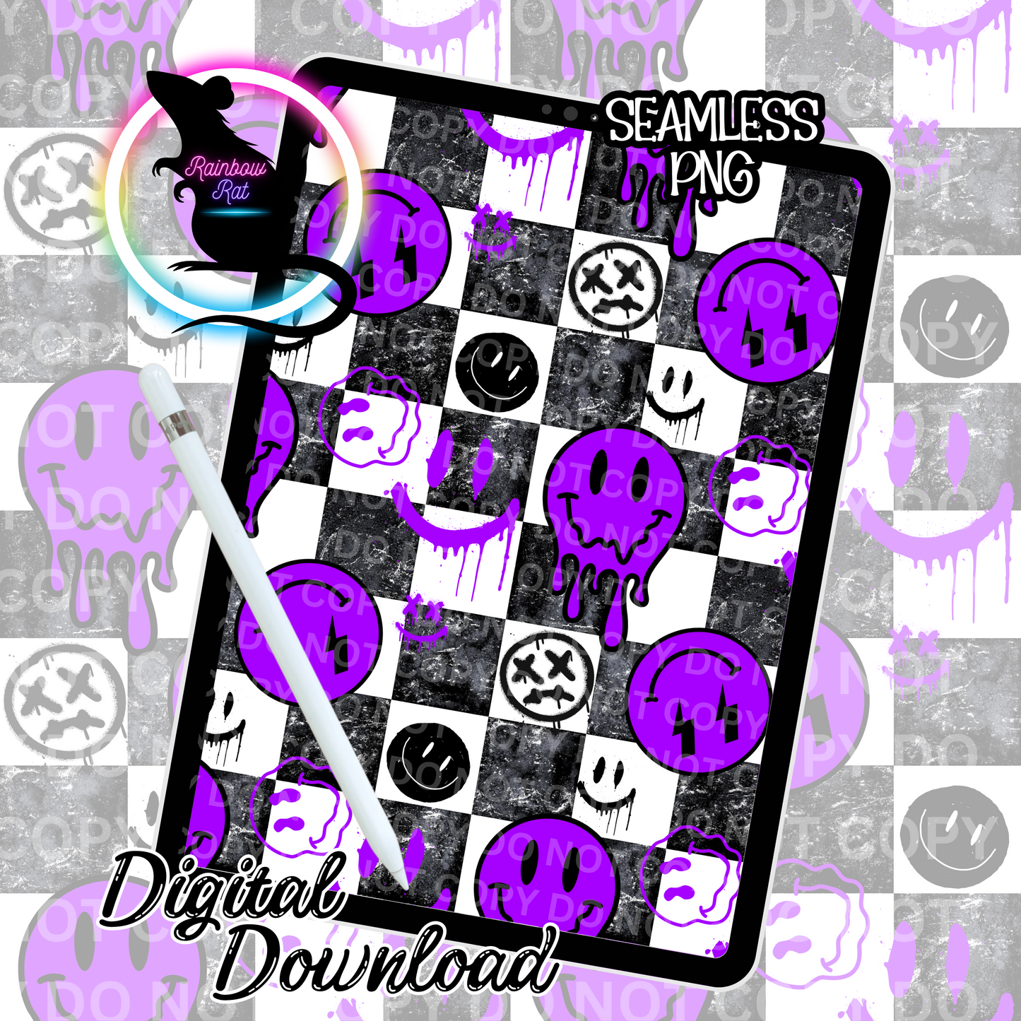 Smiley Face Grunge- Seamless Design