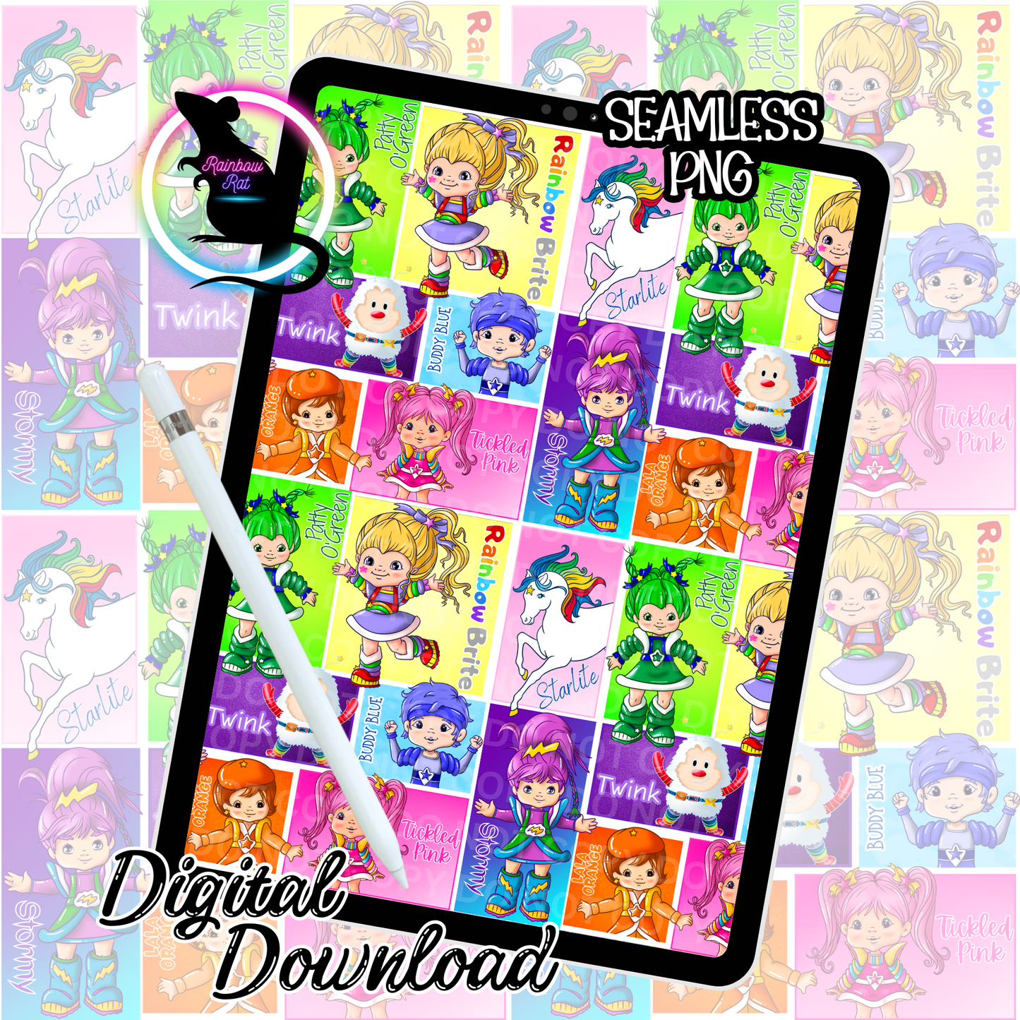 Rainbow Friends Patchwork- Seamless Design