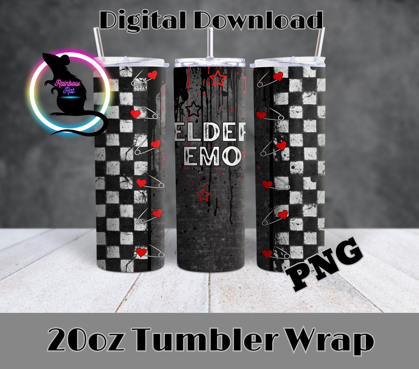 Elder Emo Neon Grunge- 20oz Tumbler Wrap