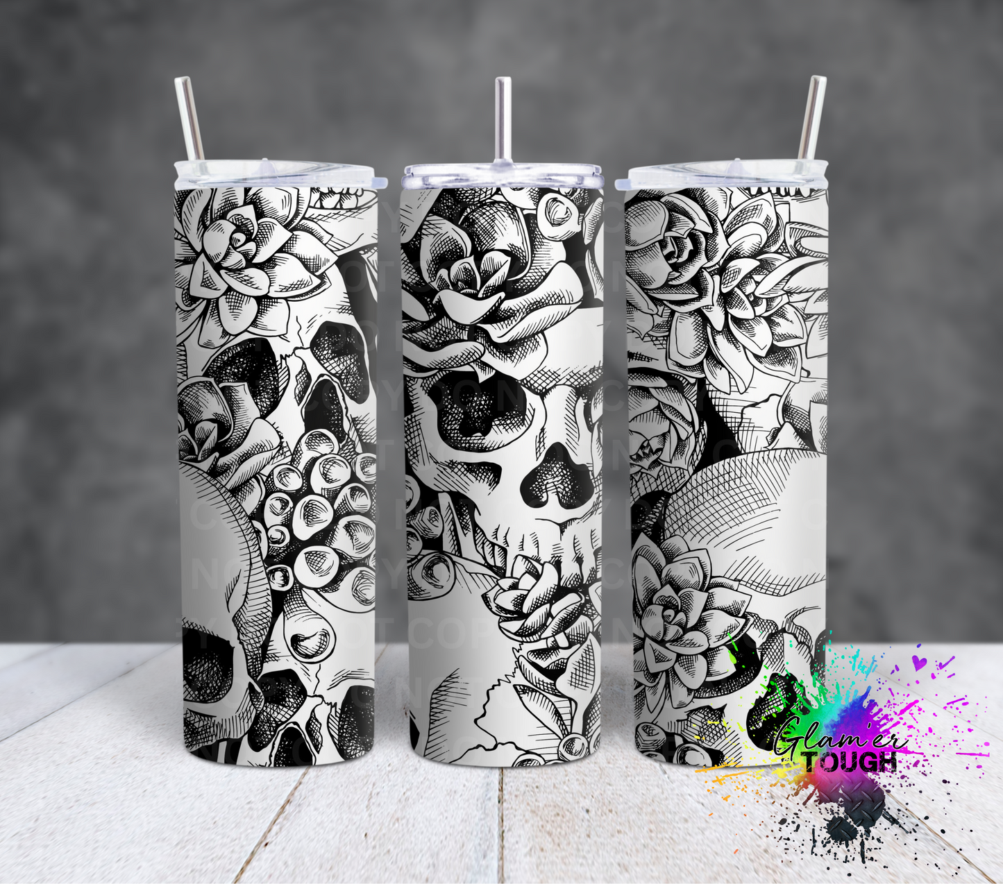 Succulents & Skulls- 20oz Tumbler