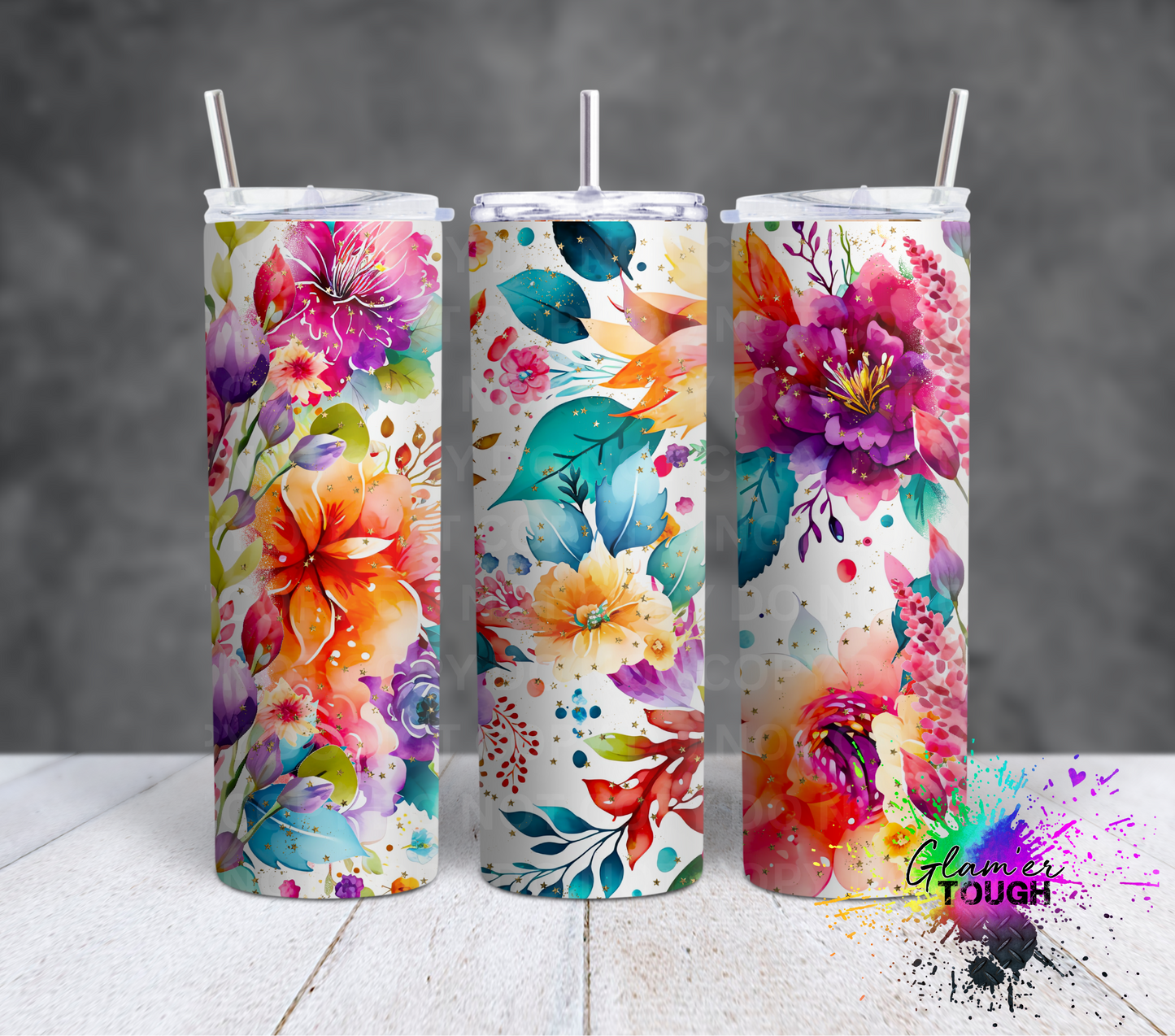 Watercolor Floral- 20oz Tumbler