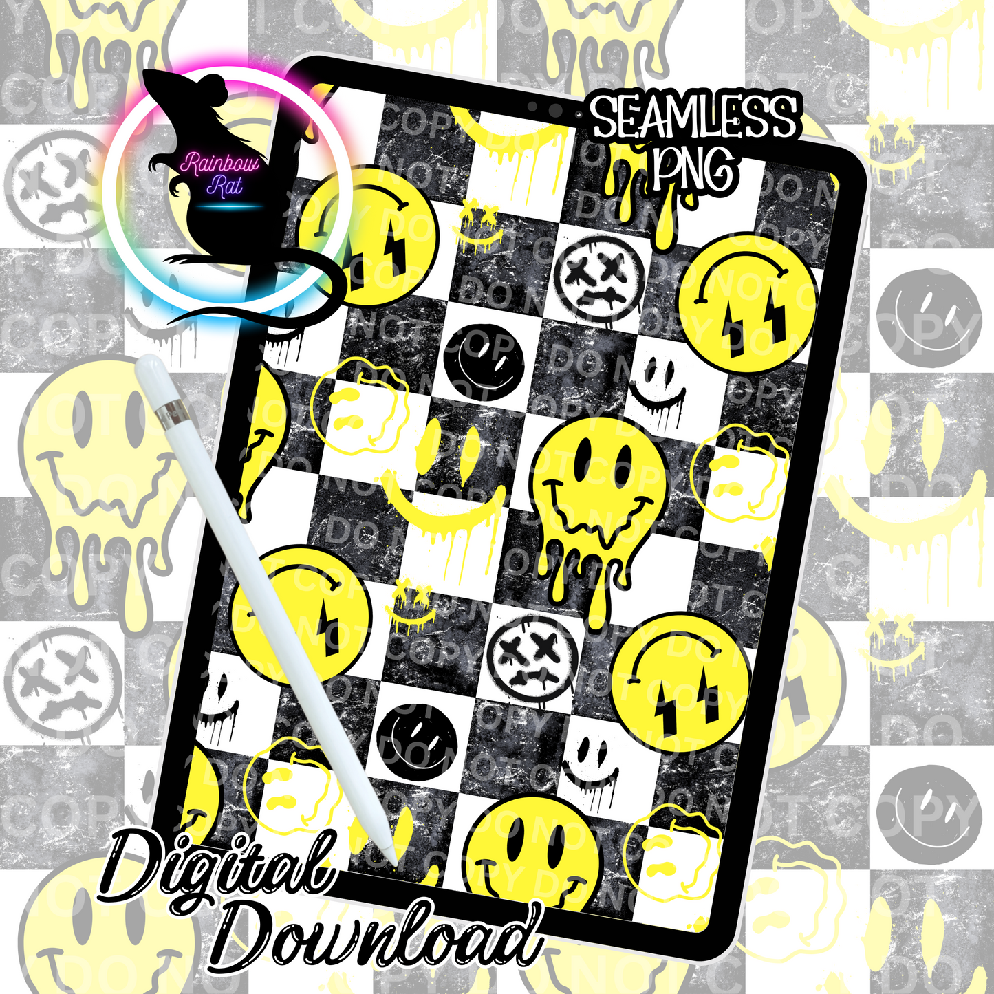 Smiley Face Grunge- Seamless Design