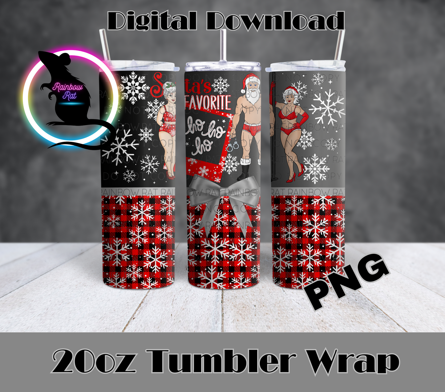 Naughty Christmas- 20oz Tumbler Wrap Singles