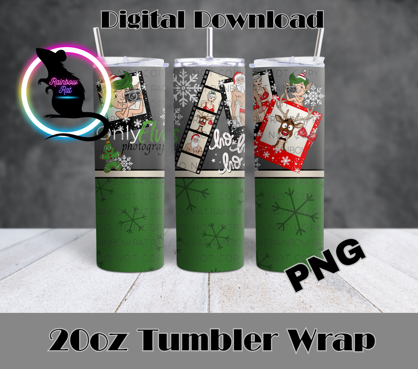 Naughty Christmas- 20oz Tumbler Wrap Singles