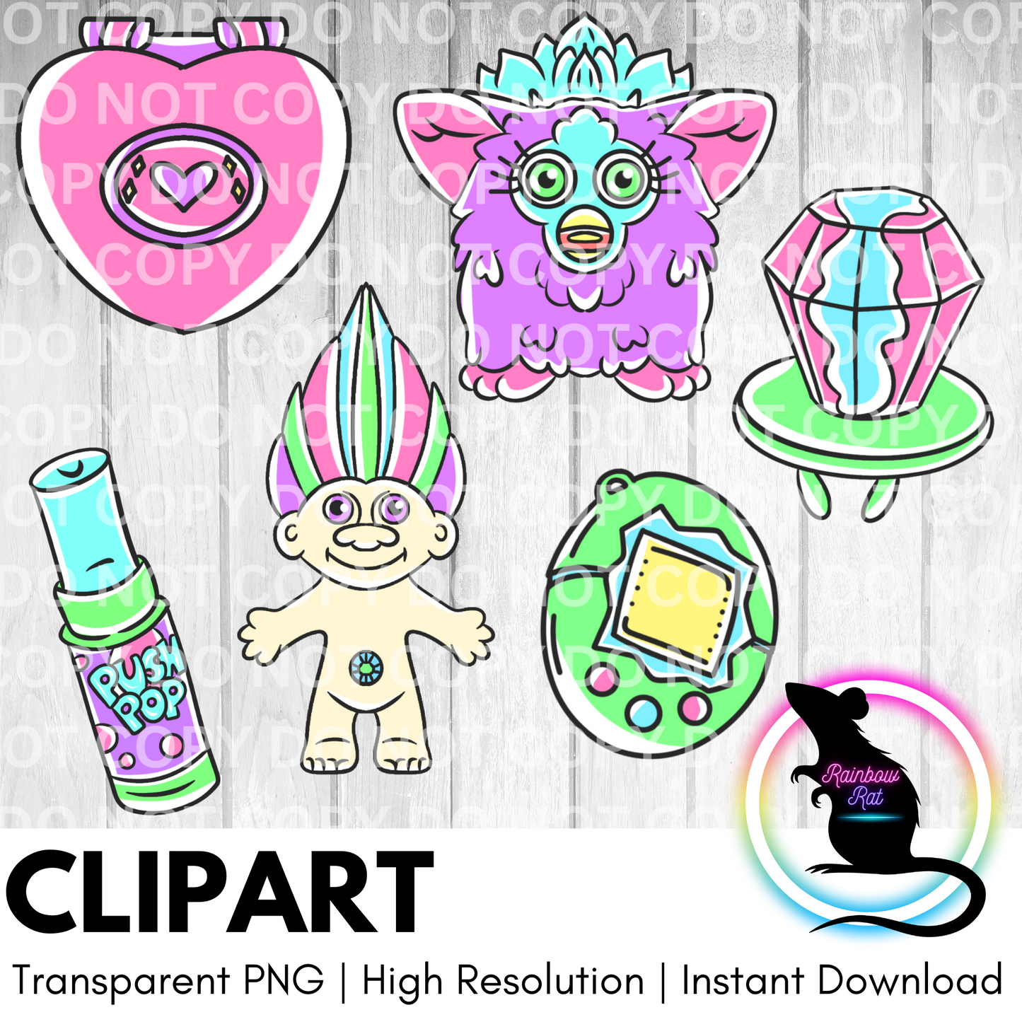 90's Nostalgia- Clipart (6 pack)