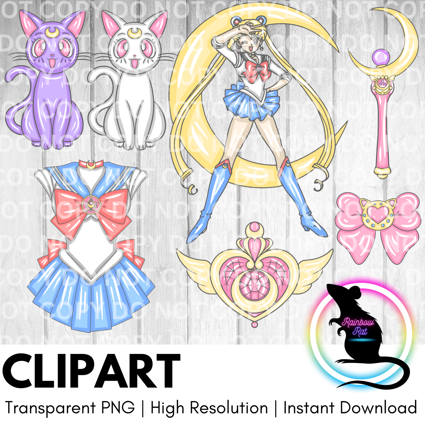 Anime Girl- Clipart (7 pack)