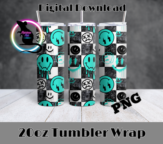 Aqua Smiley- 20oz Tumbler Wrap