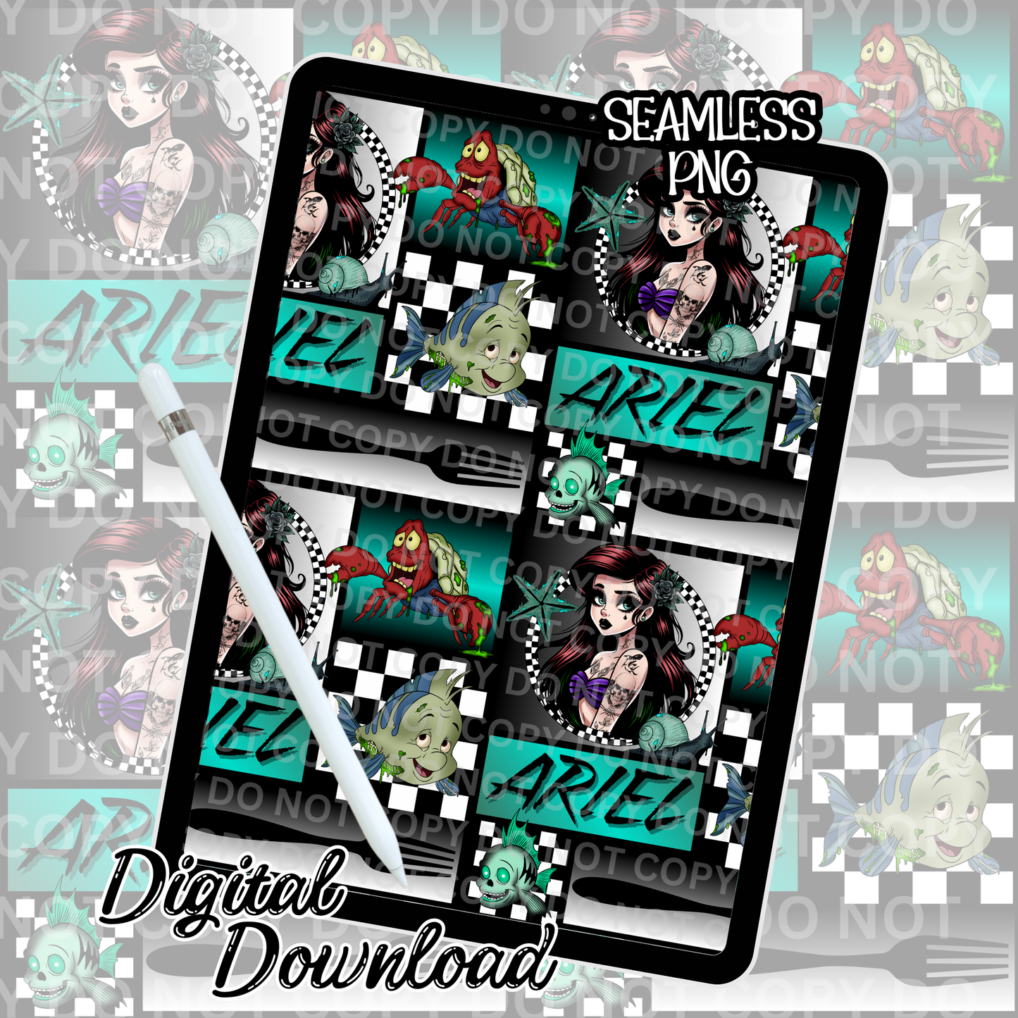 Teal Mermaid- Seamless Design