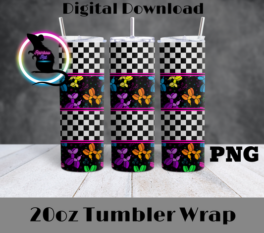 Balloon Dogs  & Checkers- 20oz Tumbler Wrap