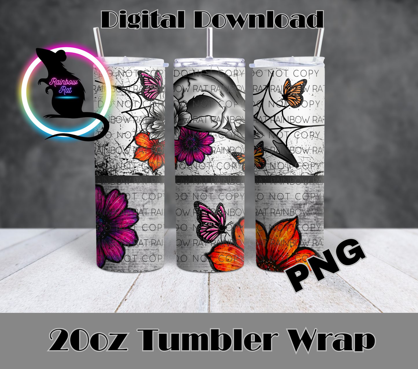 Skulls & Florals- 20oz Tumbler Wrap Singles