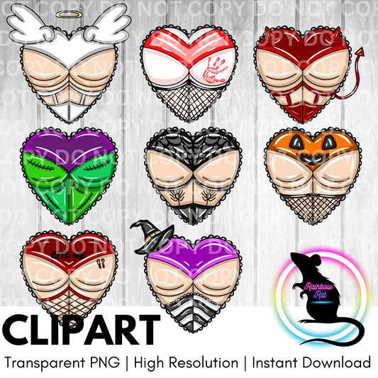 Halloween Heart Butts- Clipart (8 pack)