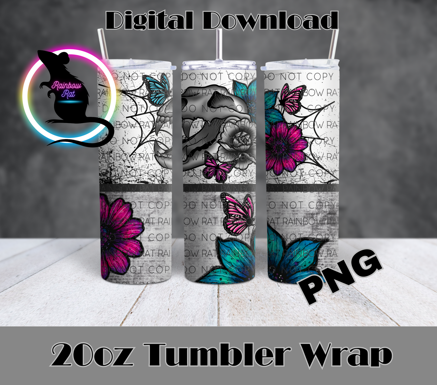 Skulls & Florals- 20oz Tumbler Wrap Singles