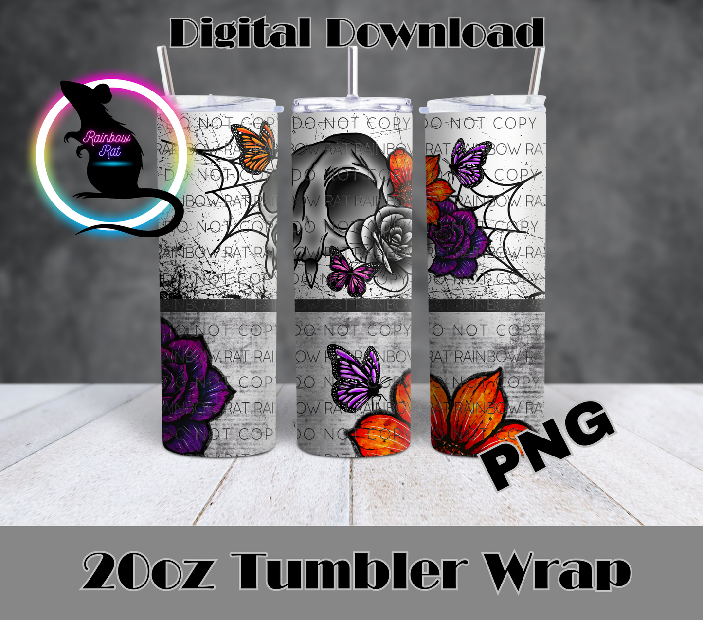 Skulls & Florals- 20oz Tumbler Wrap Singles