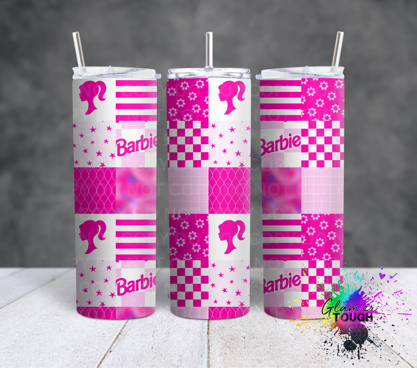 Barbie Girl Checkered- 20oz Tumbler