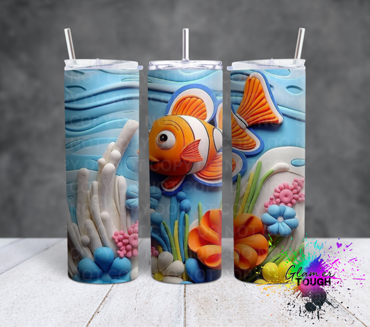 Clay 3D Fish- 20oz Tumbler