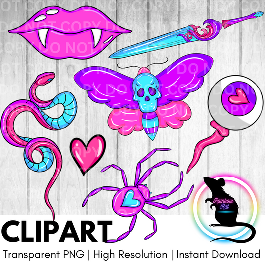 Pink Witch- Clipart (7 pack)