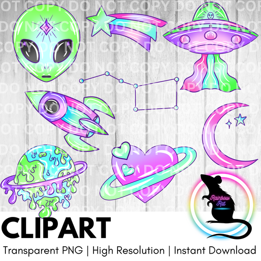 Trippy Space- Clipart (8 pack)