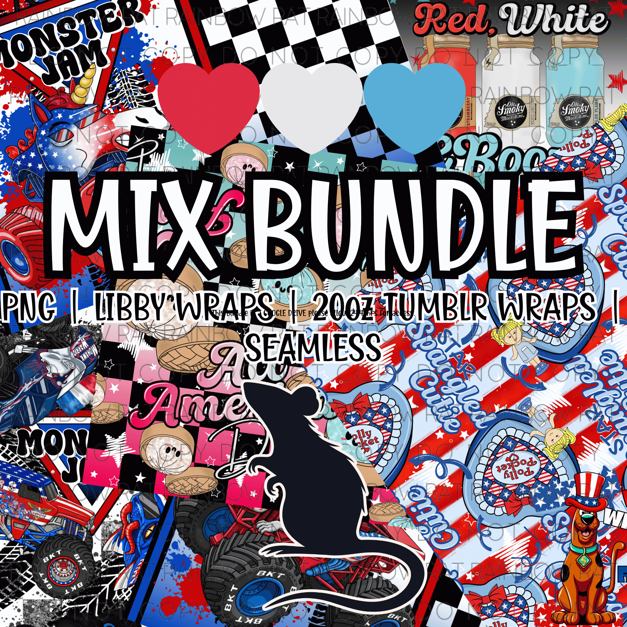 ️🤍💙 -Mix Bundle – Glam’er Tough | Rainbow Rat Designs