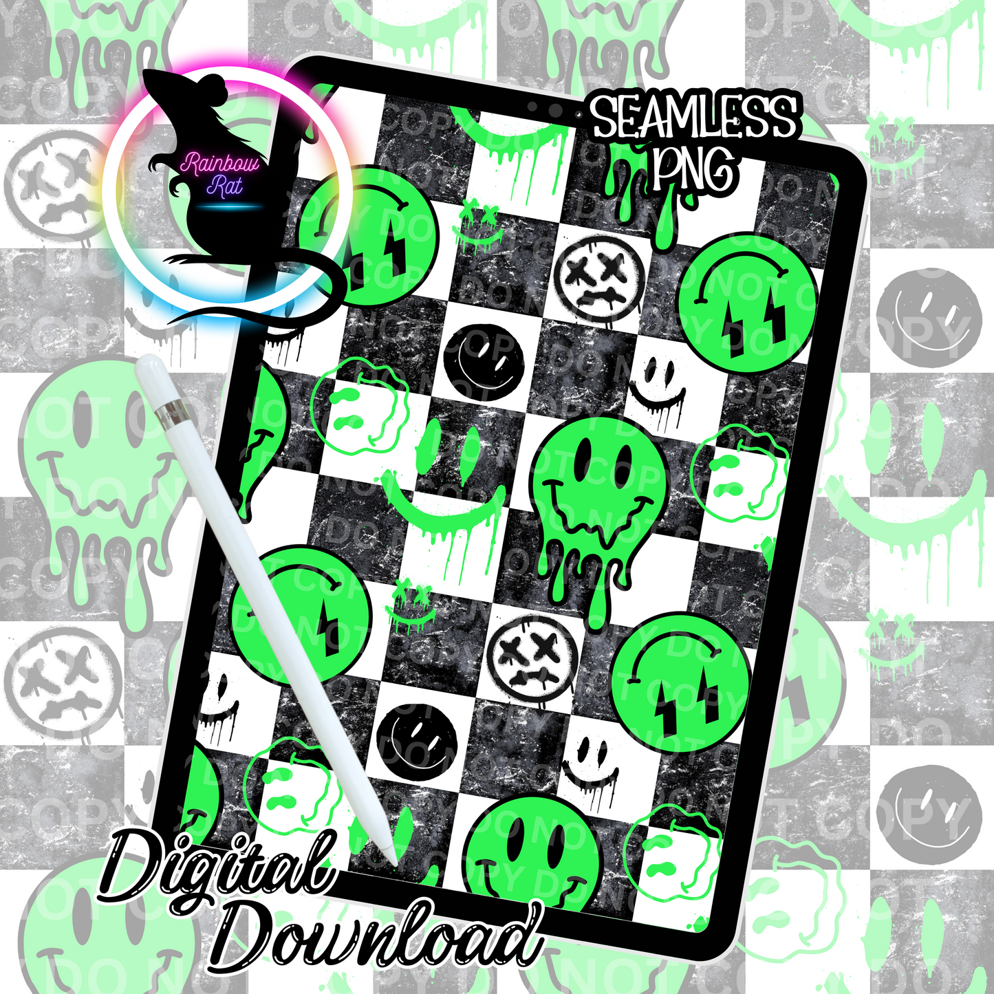 Smiley Face Grunge- Seamless Design