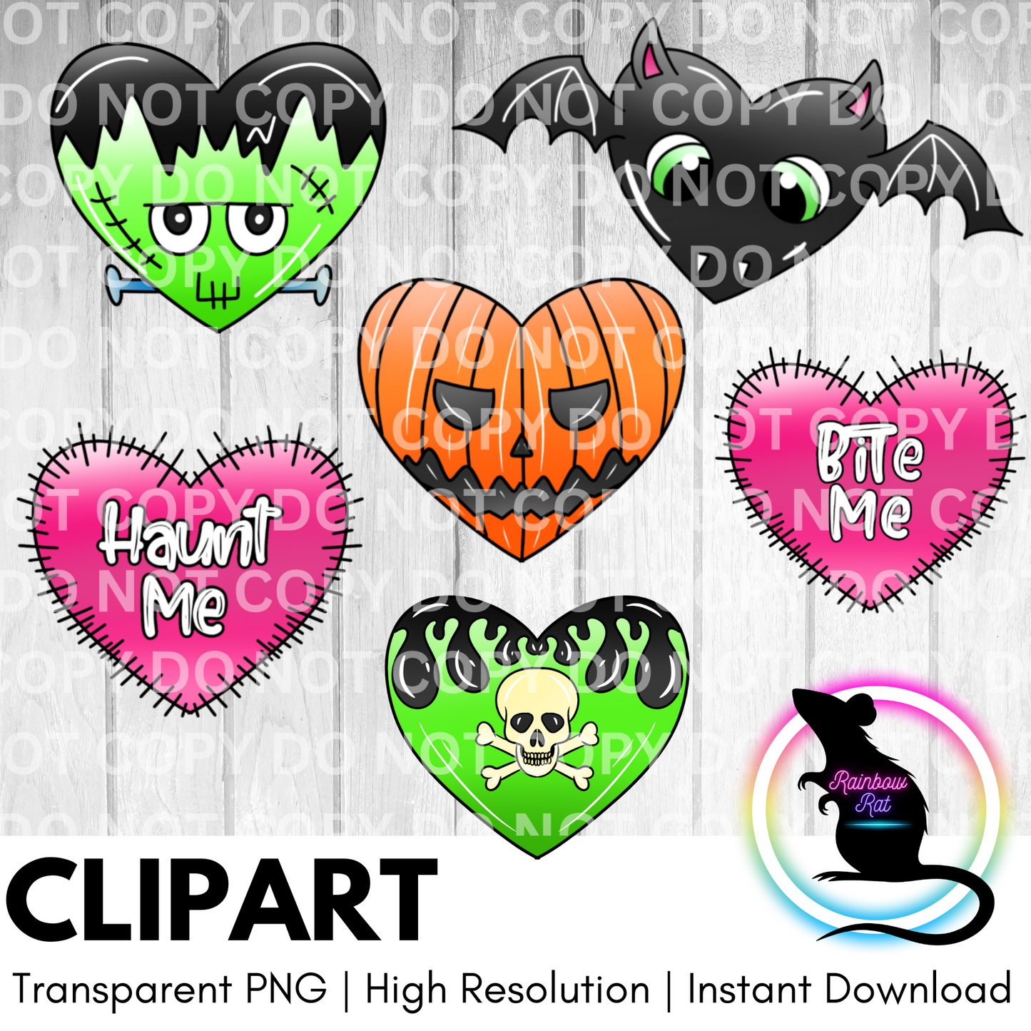 Halloween Hearts- Clipart (6 pack)