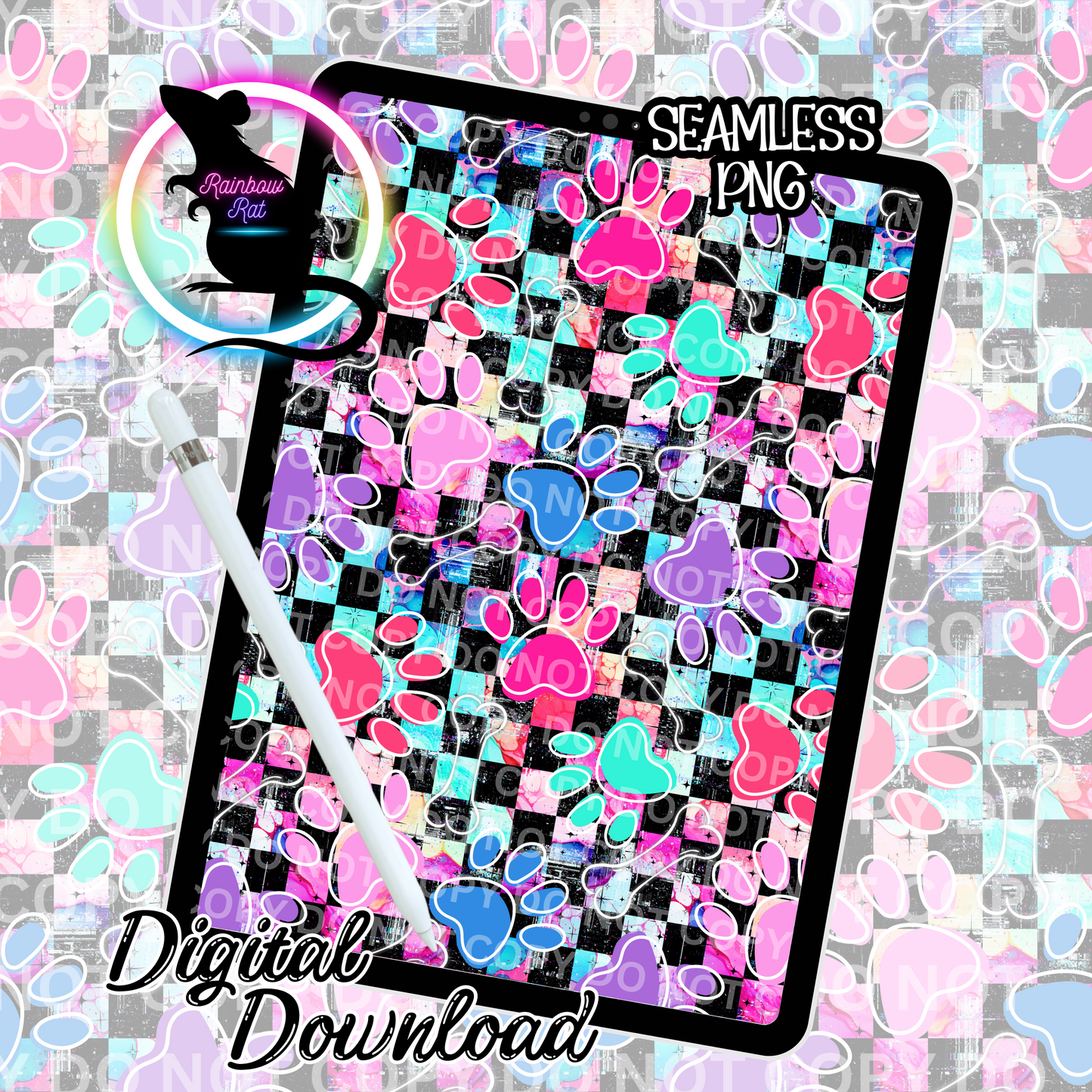 Multicolor Paws- Seamless Design