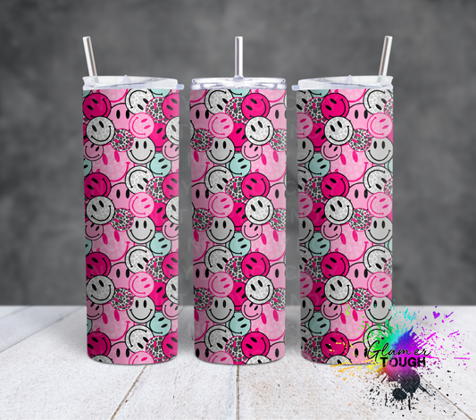 Pink Smilies- 20oz Tumbler