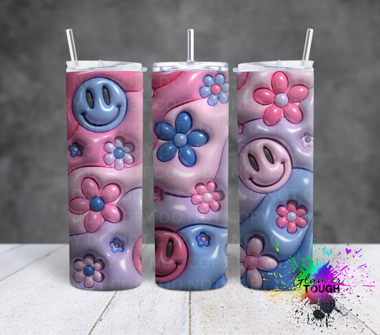 3D Purple/Pink Smiles- 20oz Tumbler