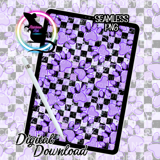 Purple Paws- Seamless Design
