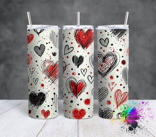Doodle Hearts- 20oz Tumbler